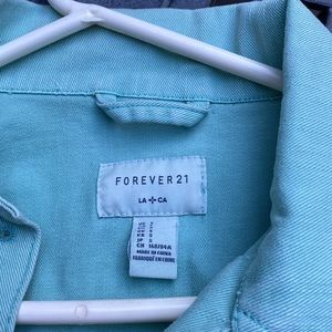 Forever 21 Jean jacket short very light mint green distressed looking